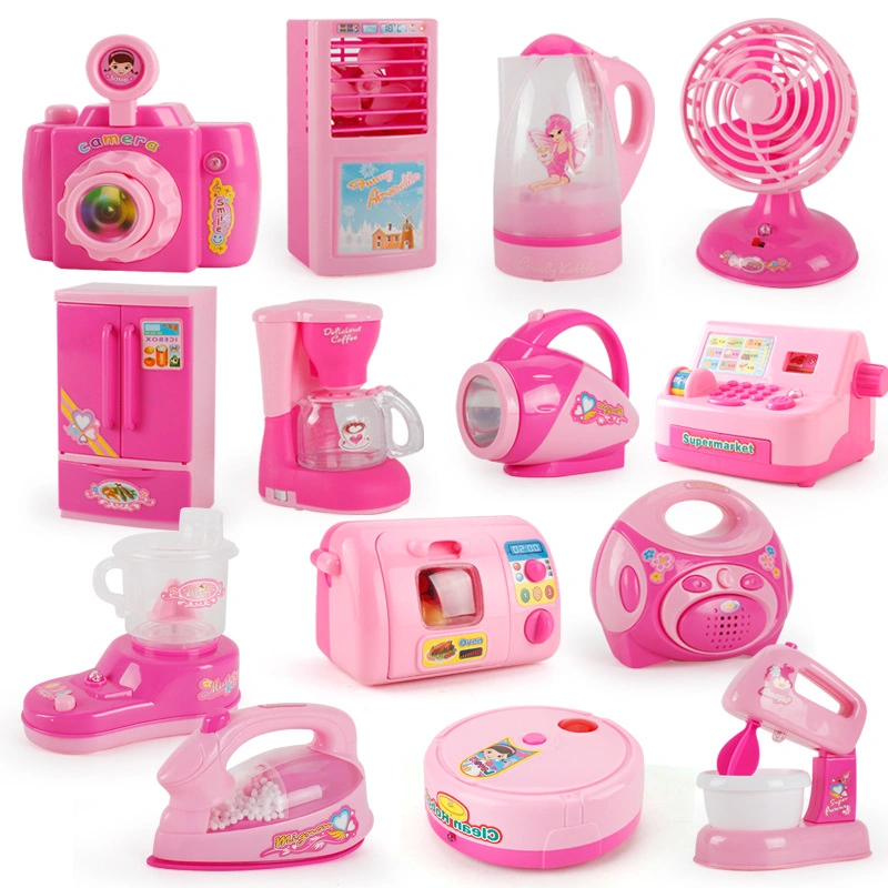 Simulation Distributeur d'eau, Radio, Climatiseur, Fer à repasser, Lampe de poche, Ventilateur, Sèche-cheveux électrique, Bouilloire, Machine à pain, Cuiseur électrique, Four à micro-ondes Jouets d'appareils pour enfants.