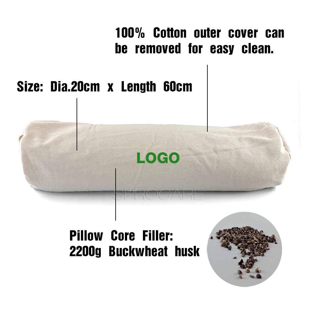 Washable Cotton Cover Buckwheat Hulls Filled Yoga Bolster