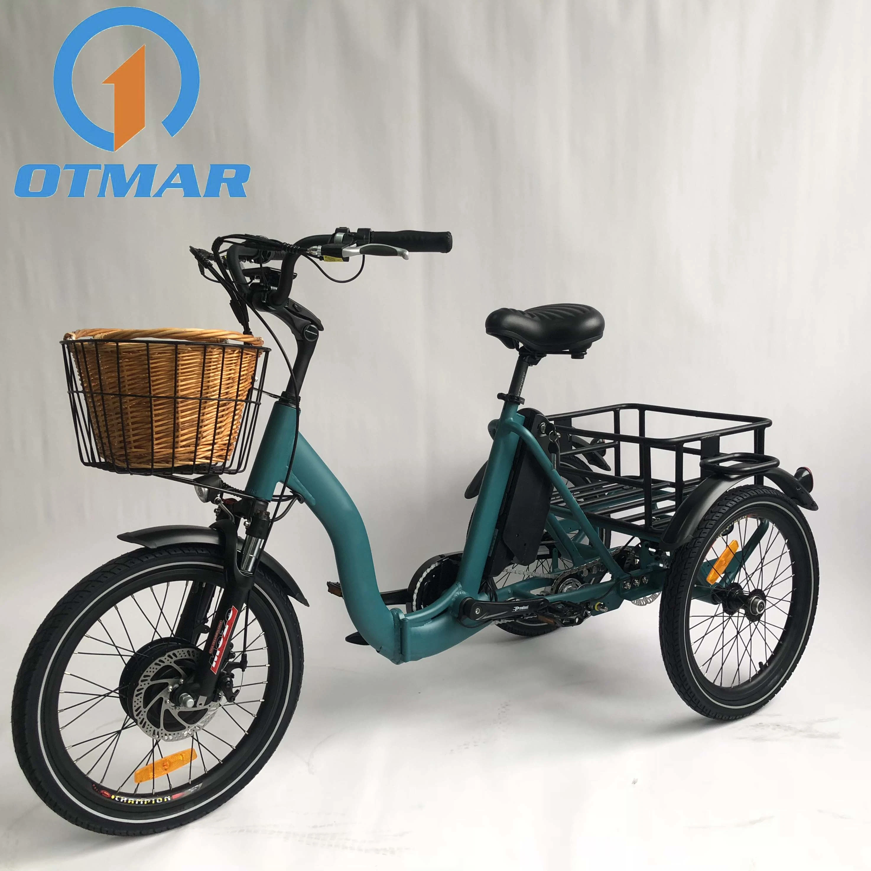 Hot Sale Ville Tricycle électrique pliable 3 roues vélo Cargo 36V/48V Tricycle électrique de la batterie au lithium adultes petites pneu de route E Trike