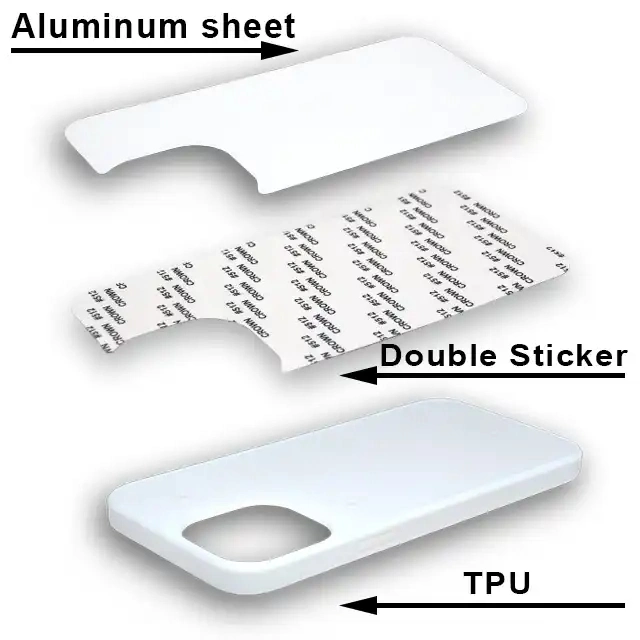 غطاء الهاتف المحمول بطابقين مع غطاء من الألومنيوم ثنائي الأبعاد TPE+PC فارغ علبة الهاتف