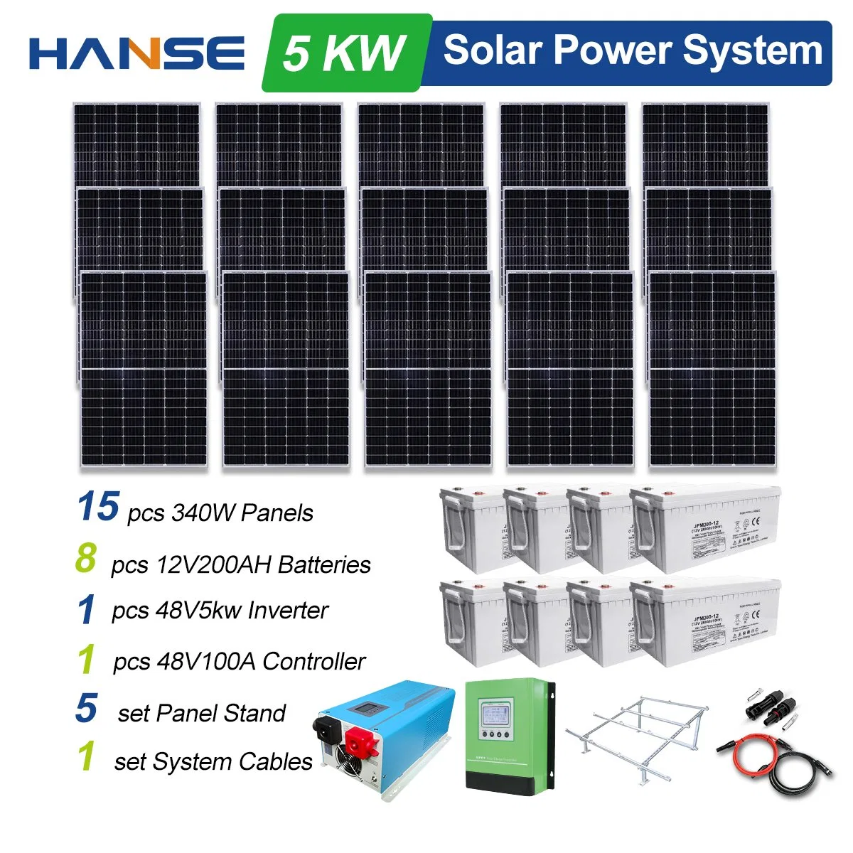 Easy to Install High Efficiency 5000W Solar Panels 5kw off Grid Solar Power System for Home