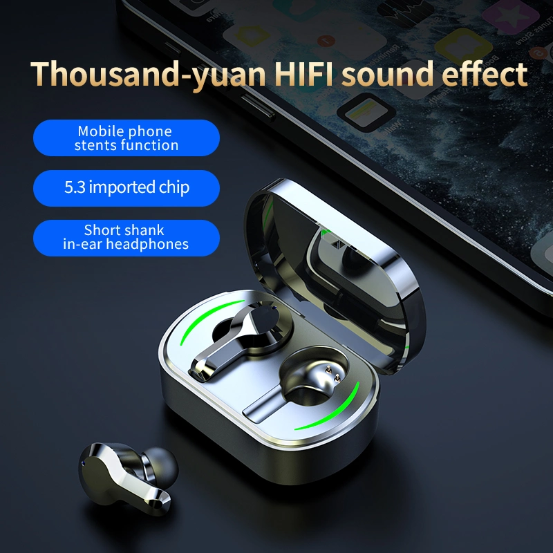 Q25 Newest Ultra Tws Earbuds with Recharing Bin Wireless Headphone with Mobile Phone Holder