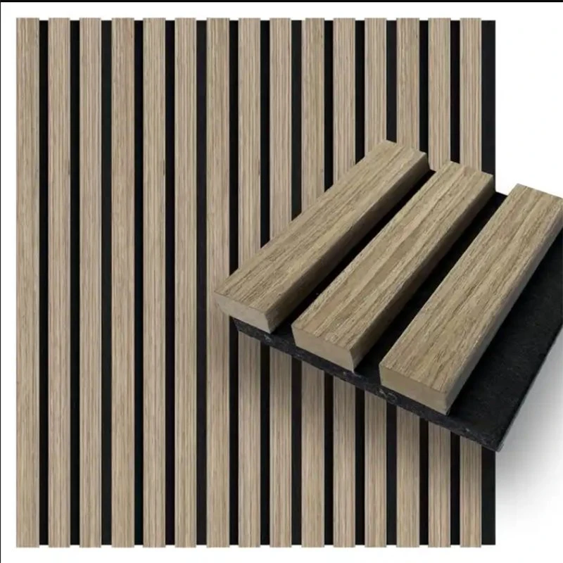 Akupanel Natural Oak Wood Veneer Slat Acoustic Panels 3D Interior Wall Panel