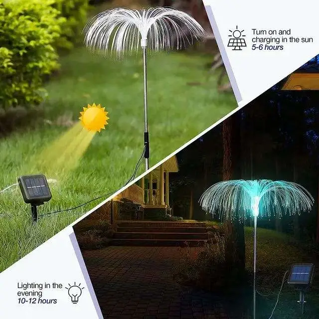 Lumières solaires de jardin de vacances pieu paysage lumière de nuit jellyfish