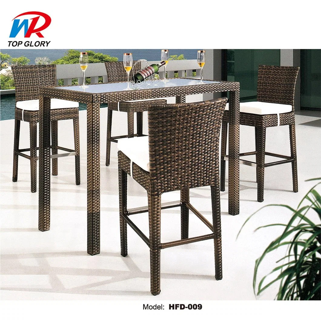 Chinese Modern Leisure Outdoor Restaurant Wicker Rattan Sofa Aluminum Metal Bar Dining Furniture