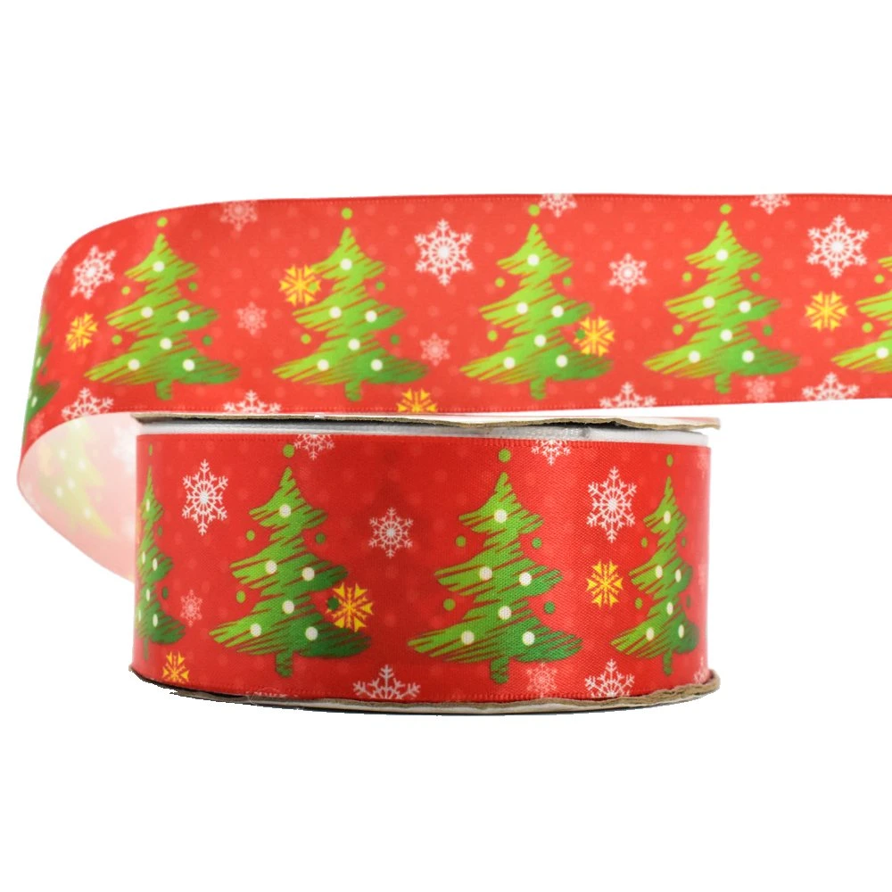 Fita Acetinado Hotsale Stock Dom Feliz Natal Santa condecorações fita com o logotipo personalizado Feliz Natal fitas