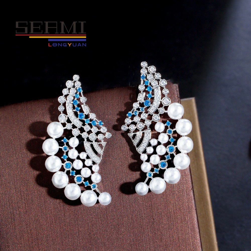 New Design Fashion Drop Earring with Pearl Fan for Trendy Women