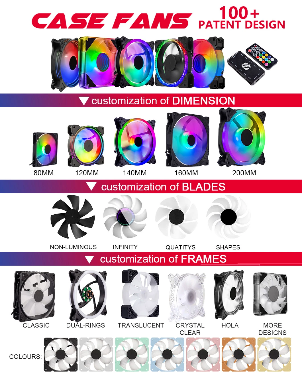 Refrigeración Venta caliente LED RGB de 120*120*25 12V DC Equipo Argb Fan