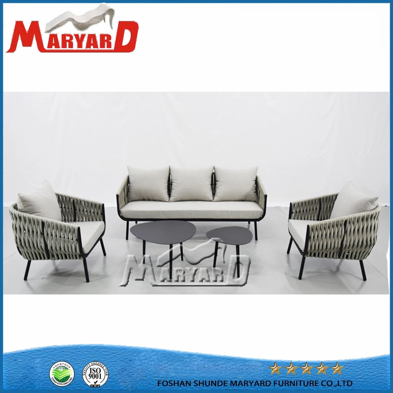 Luxury Hotel Garden Aluminum Rope Sofa Set Outdoor Furniture with Table