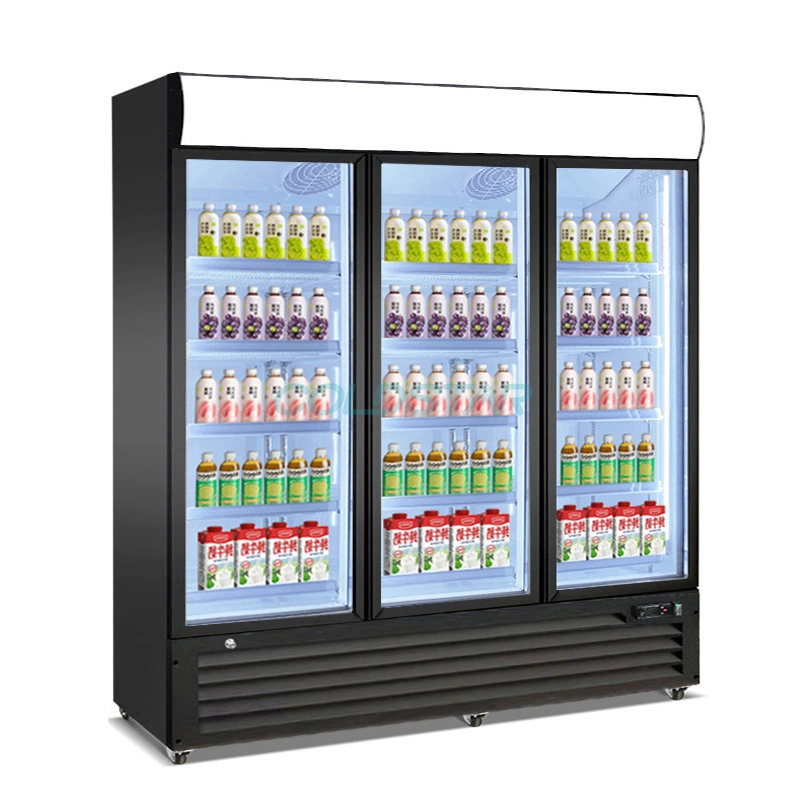 Comercial vidrio sin escarcha bebida fría Soda Display refrigeradores grandes