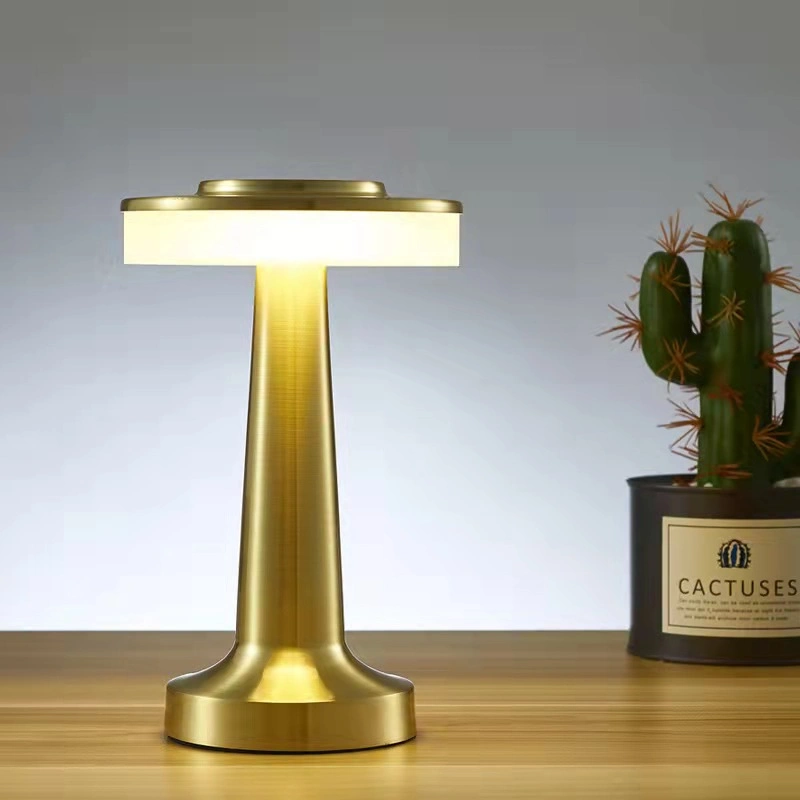 Golden Mini Cordless Restaurant Bar Table Lamp with Rechargeable Battery Built in