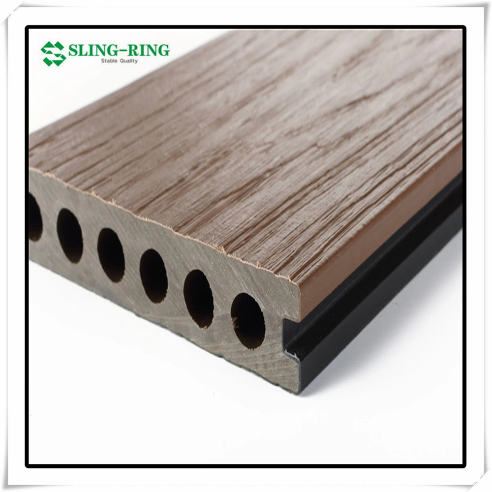 Outdoor Wood Grain Deep 3D Embossing Wood Plastic Composite WPC Deck Tiles