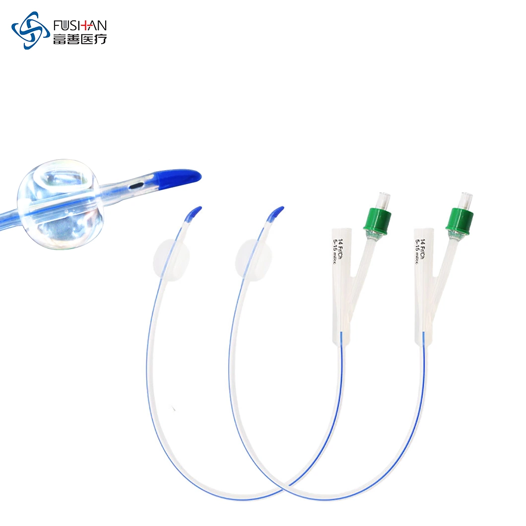 Fushan Medical Silicone Foley Catheter, Tieman Foley Catheter, with Coude Tip, Coude Foley Catheter