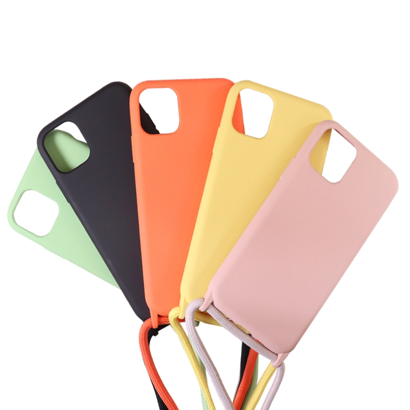 Crossbody Necklace Soft Flocking Mobile Phone Case for iPhone