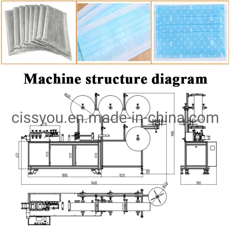 Semi Auto 3 Layer Nose Mouth Facial Respirator Disposable Face Making Mask Manufacturing Machine Line Maker