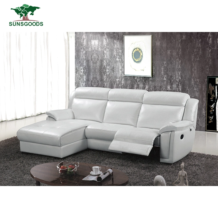 American Style Living Room Furniture Genuine Recliner Leather Corner Sofa