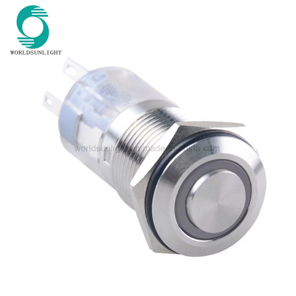 High Quality 19mm 1no1nc 12V Circular Colorful Light Locking Metal Stainless Steel Pushbutton Switch