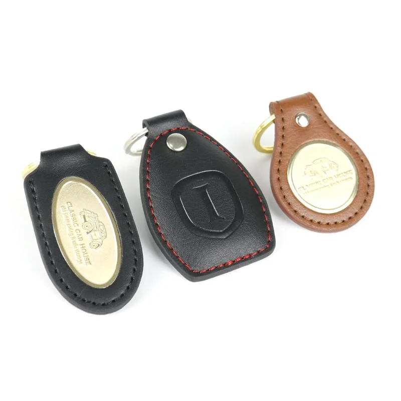 Cheap Key Tag Chain Wholesale/Supplier Design Custom Logo Leather Keychains for Decoration