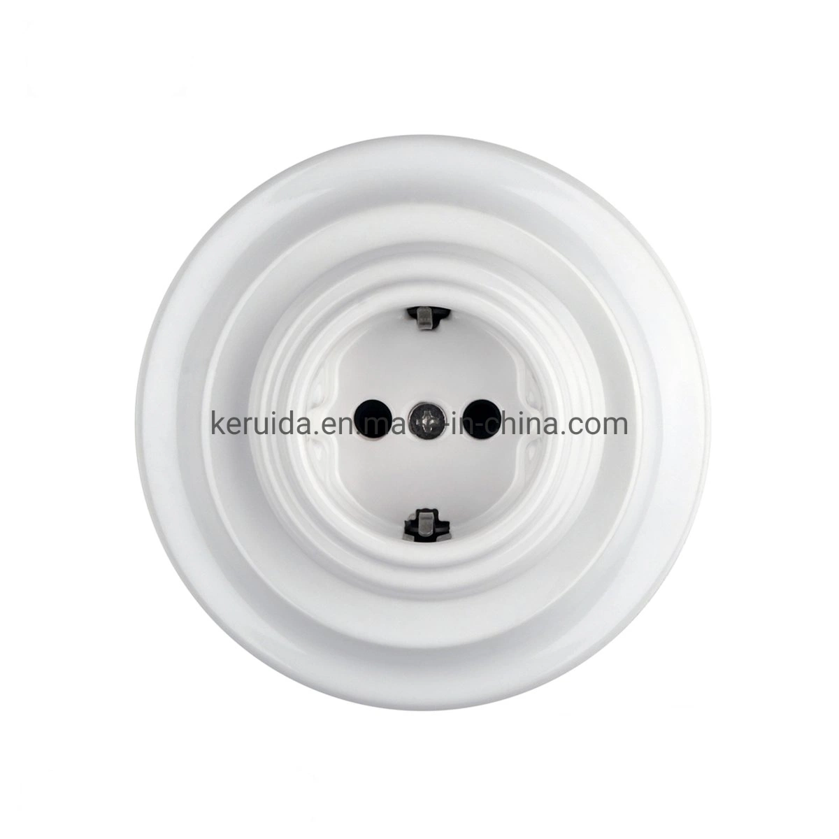 Hot Sale Flush Mounted Porcelain EU Standard Socket Ceramic Vintage Wall Socket