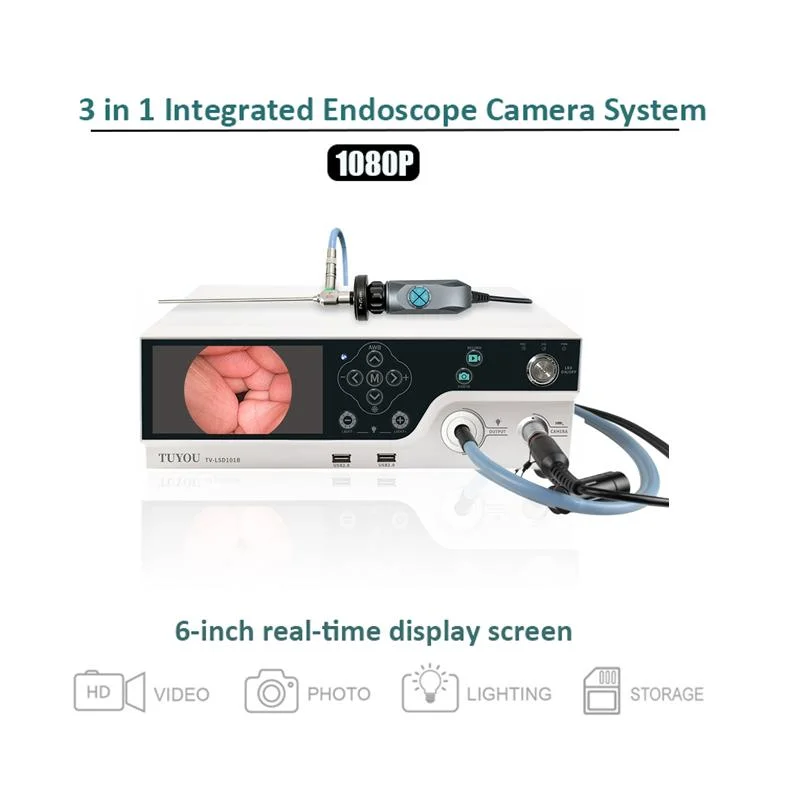 FHD Endoscopy Video Processor with Recording and LED Cold Light Source 3 in 1 Endoscope Camera