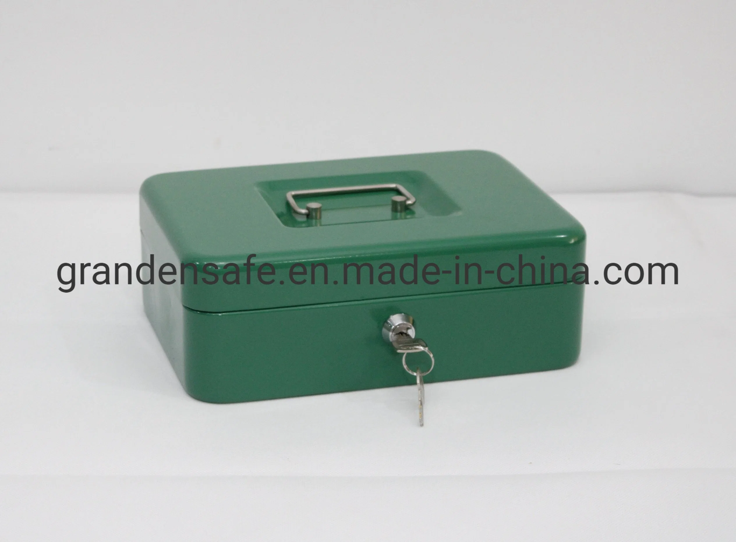 Portable Metal Cash Box with Money Tray Key Lock (M250-90(10"))