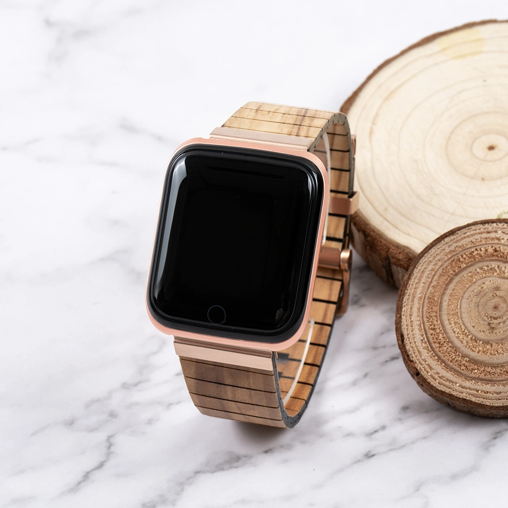 Montre intelligente en ligne Reloj Smart Watch 2023 avec bracelet en bois, Smartwatch Android à bas prix.