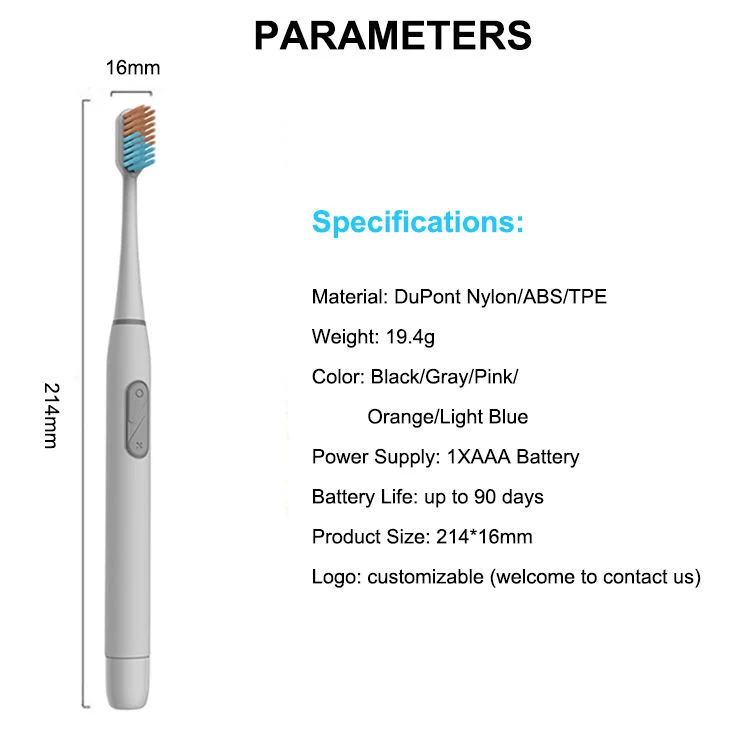 Home Travel Oral Care Appliances Battery Powered Soft Brush Sonic Colorful Electric Toothbrush