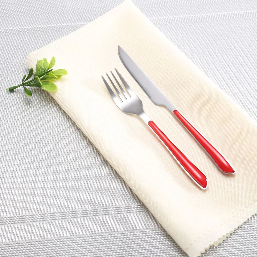 Customized Plastic Handle Stainless Steel Cutlery, Silver Flatware Set