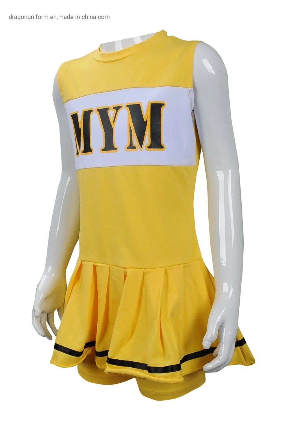 O logotipo personalizado mulheres Amarelo's Sports Dance Slim Fit Cheerleader conjunto uniforme para praticar desportos a desgaste