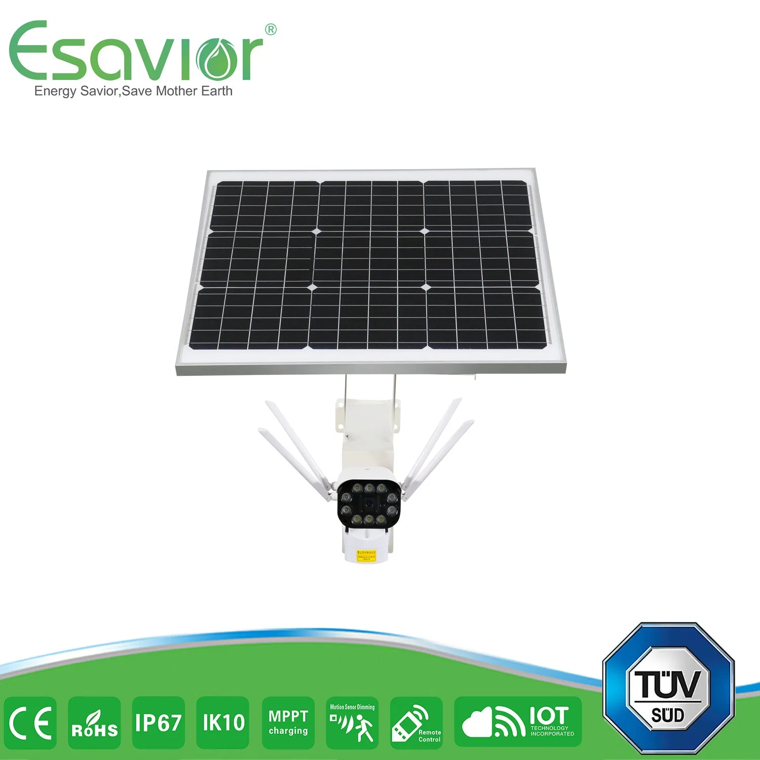 Esavior 25 Years Life-Span Solar Panel Solar Powered CCTV 4G IP Cameras