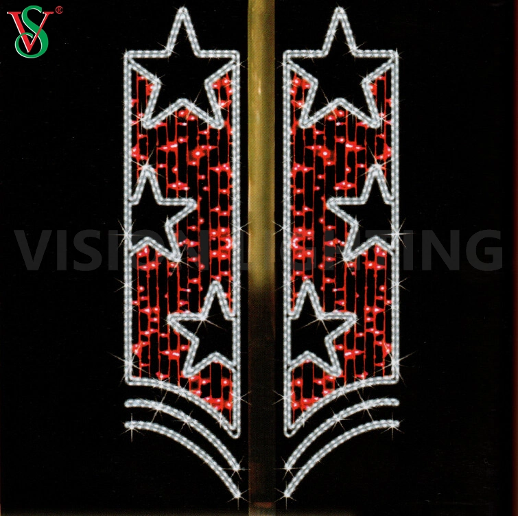 Customized Size 2D Street Star Pole Christmas Decoration Lights for Outdoor Use