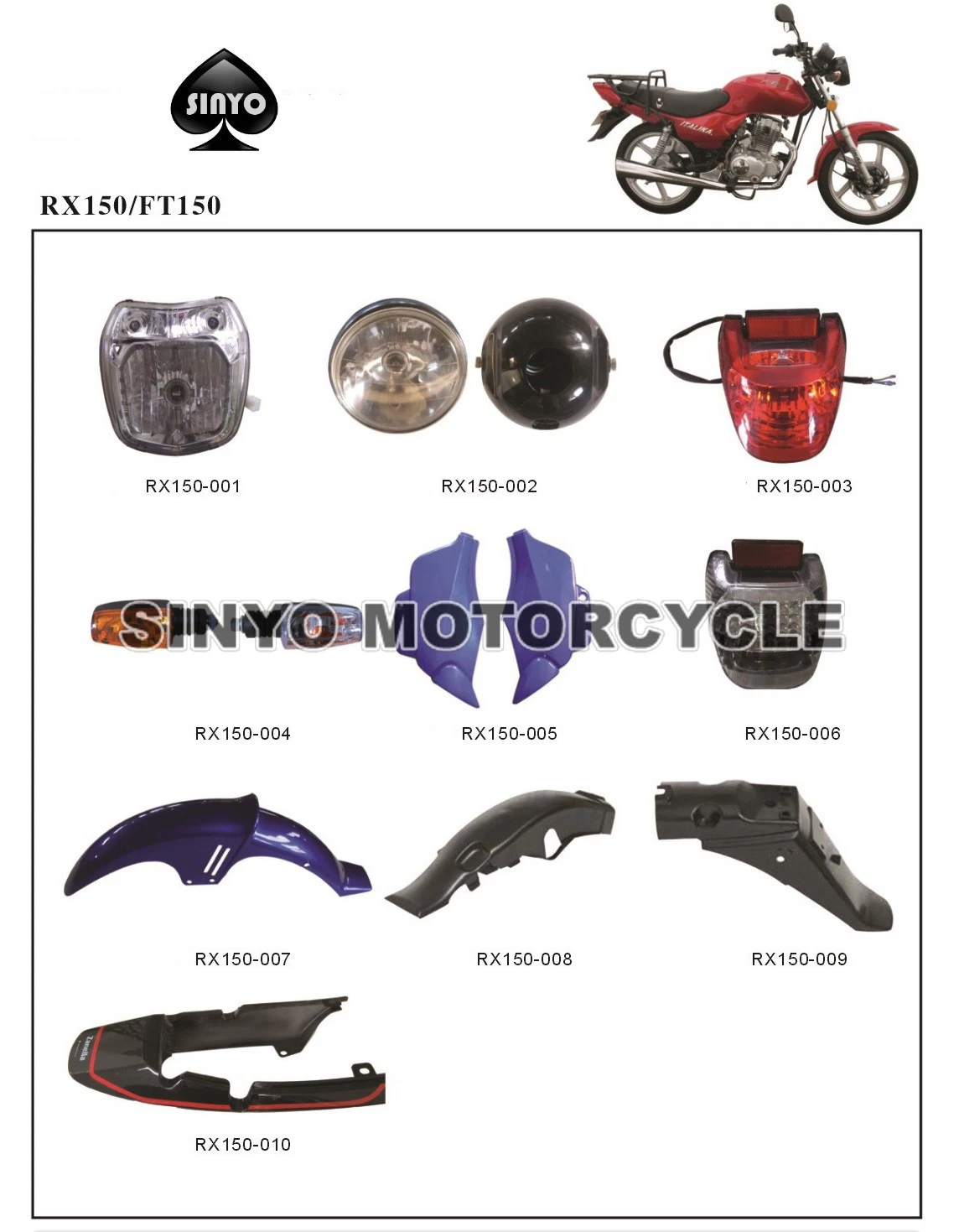 Asian Hot Sell Good Quality Rx150 Spare Parts