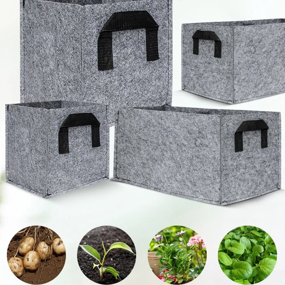 CE Approved Round Container Felt Seedling Bag Grey Plant Fabric Plant Pot for Flower Growing