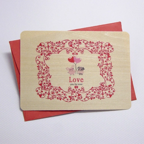Wooden Greeting Card Made by 1mm Thickness Solid Wood Board