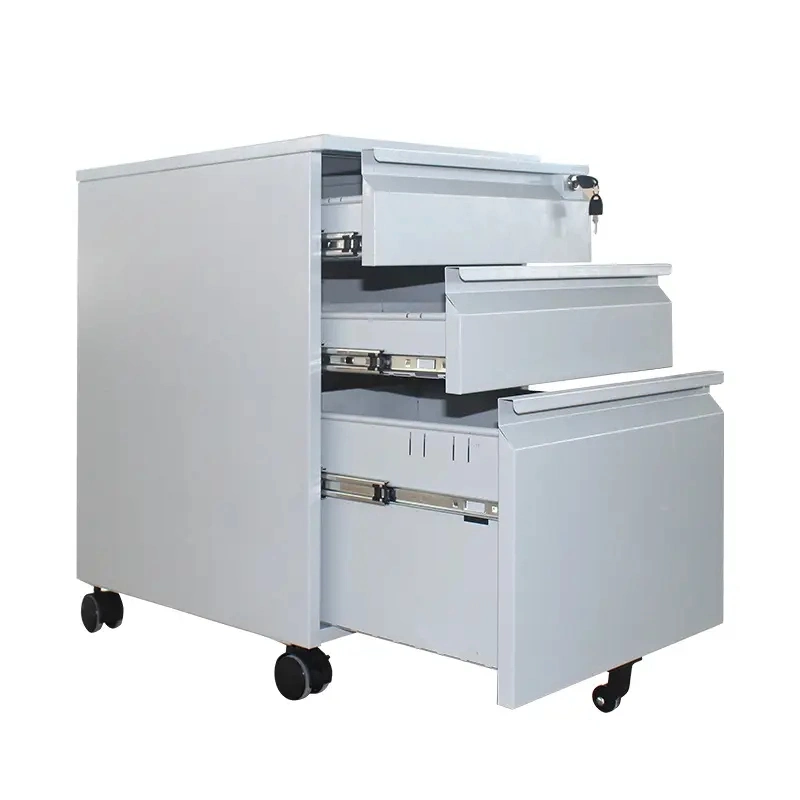 Modern Steel Filing Storage with Wheel Movebale Metal File Cabinet with 3 Drawers for Office Use