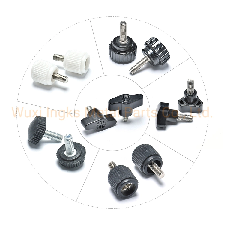 Direktverkauf M6 M8 M10 Kundenspezifische Kunststoff-Knauf Knurled Knob Schwarze Nylon-Daumendruckschraube