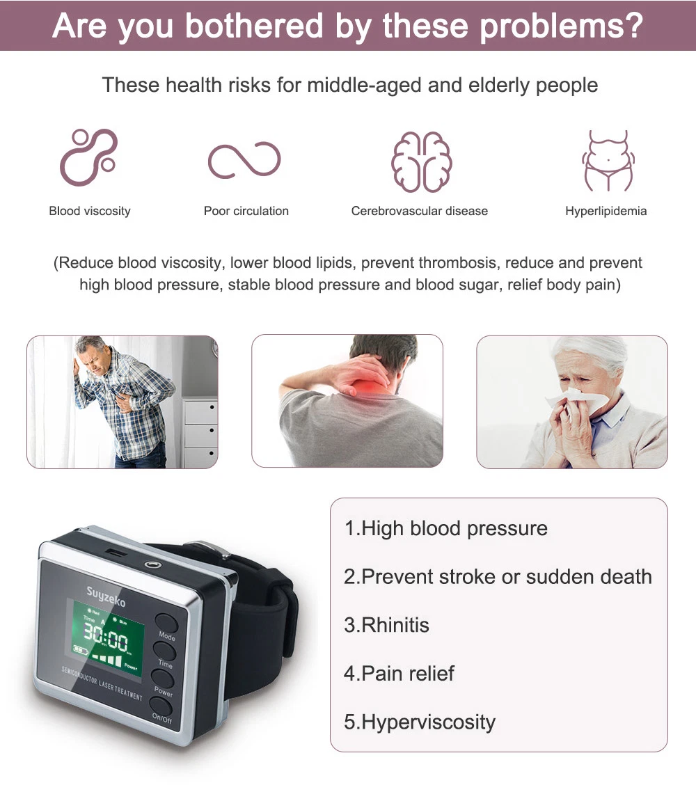 Suyzeko High Blood Suger Pain Treatment Instrument Laser Watch
