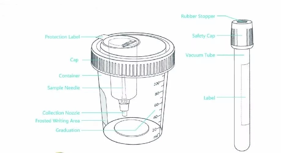 High quality disposable urine specimen container vacuum container with integrated urine transfer device Steril factory