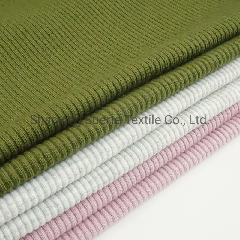 A Grade Quality Knit Tc Rib Fabric Cotton Polyester Spandex Fabric for Apparel