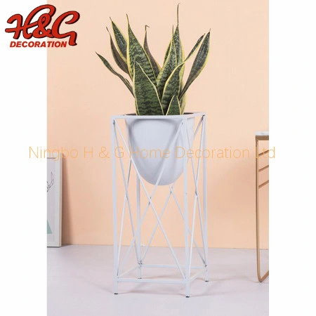 Metal Flower Plant Stand with Pot