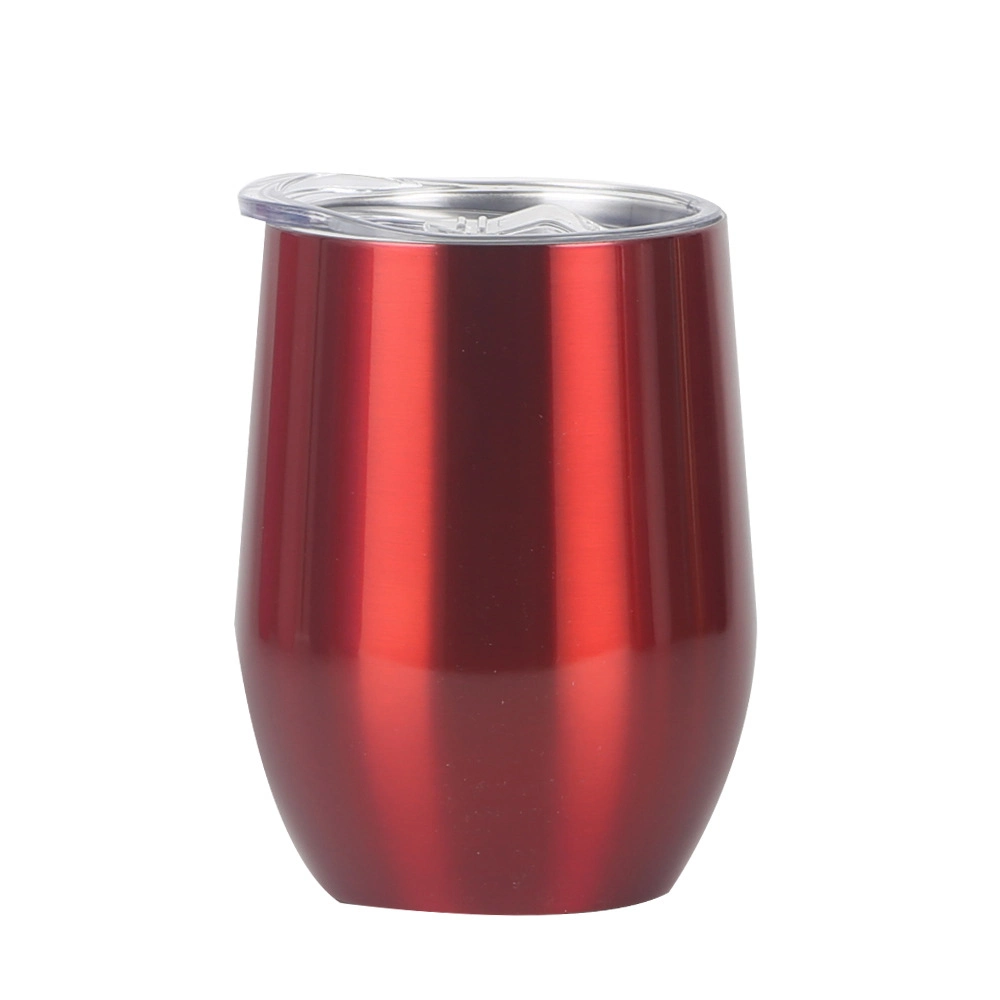 Custom 12oz 350ml Stainless Steel Vacuum Egg Shaped Metal Double Wall Insulated Wine Tumbler 12 Oz Colorful Cup with Sliding Lid