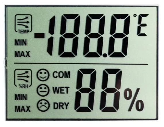 Medidor de humedad y temperatura personalizado Tn Pantalla Pantalla LCD de 7 segmentos