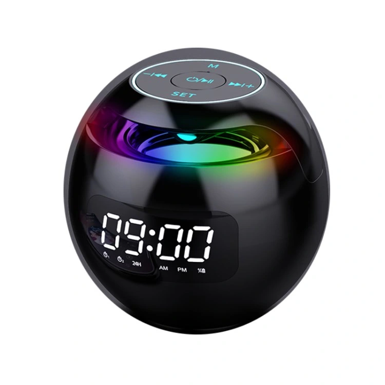 Mini Bluetooth Speaker Wireless Subwoofer Sound Box Alarm Clock HiFi TF Card MP3 Music Player Speaker FM Radio - Black