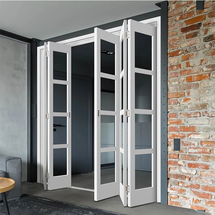 Portes pliantes en aluminium pour salle de bains avec fenêtre en verre à double vitrage de Top Bright.