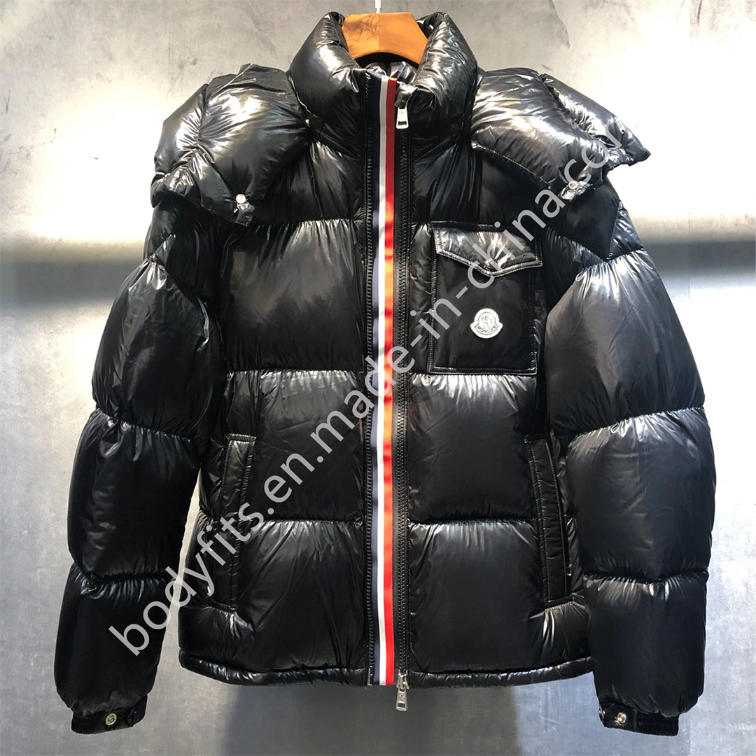 OEM/ODM Black Down Coat Bubble Down Jacket Waterproof Padded Coat with Hood Men Quilted Down Jacket