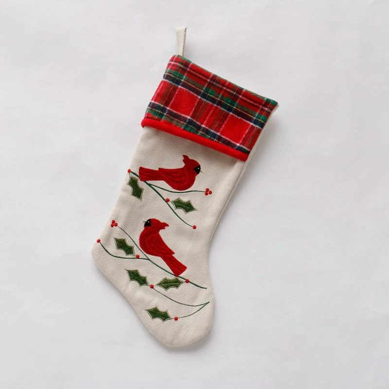 New Arrival Christmas Stocking with Printing Car Linen Christmas Candy Bag