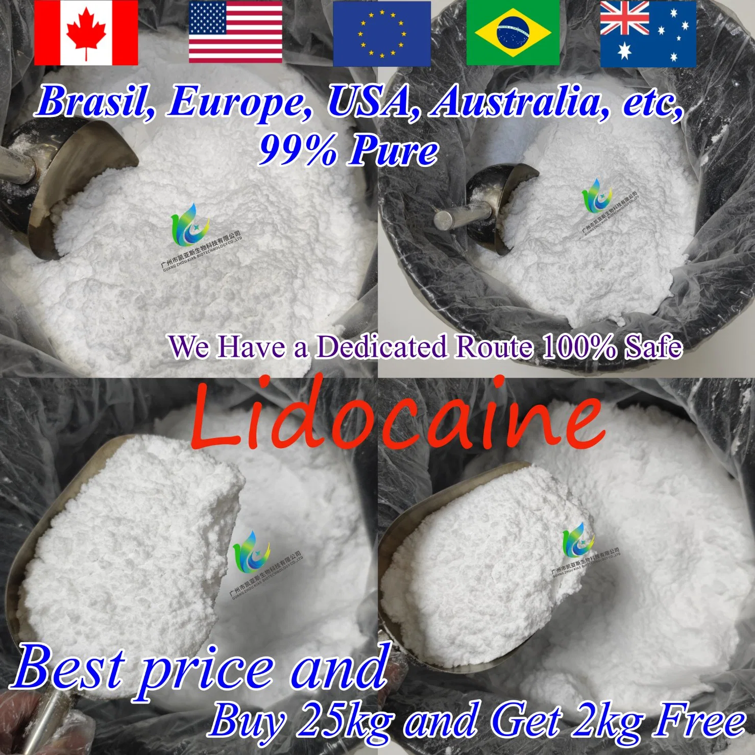 Europa, Brasilien, USA, Australien...., 99,9% reines Lidocaina/Lidocain/Lido HCl Pulver chemisch Pharmazeutische Rohstoffe Sichere Clearence Lidocain BP, USP Standard