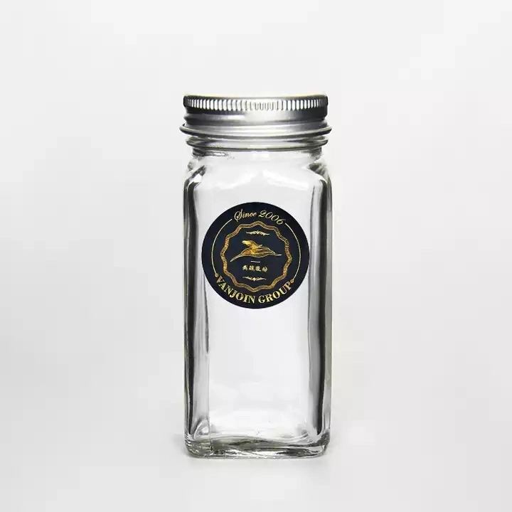 Wholesale/Supplier 4oz Clear Square Glass Spice Jar Sets for Salt Pepper Container with Metal Closure