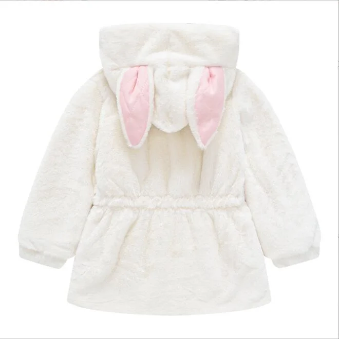 Fluffy Coat Girl Baby Solid Color Hooded Cotton Padded Jacket