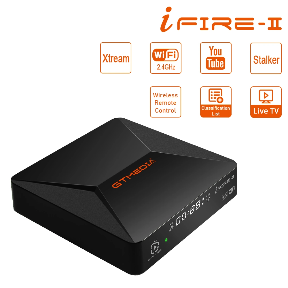 Gtmedia Ifire2 IPTV Receiver Box Xtream Code M3U Digital Set Top Box Ifire II TV Decoder 1080p (H. 265) integrierte WiFi-Unterstützung M3U Gtmedia Ifire 2 TV Box